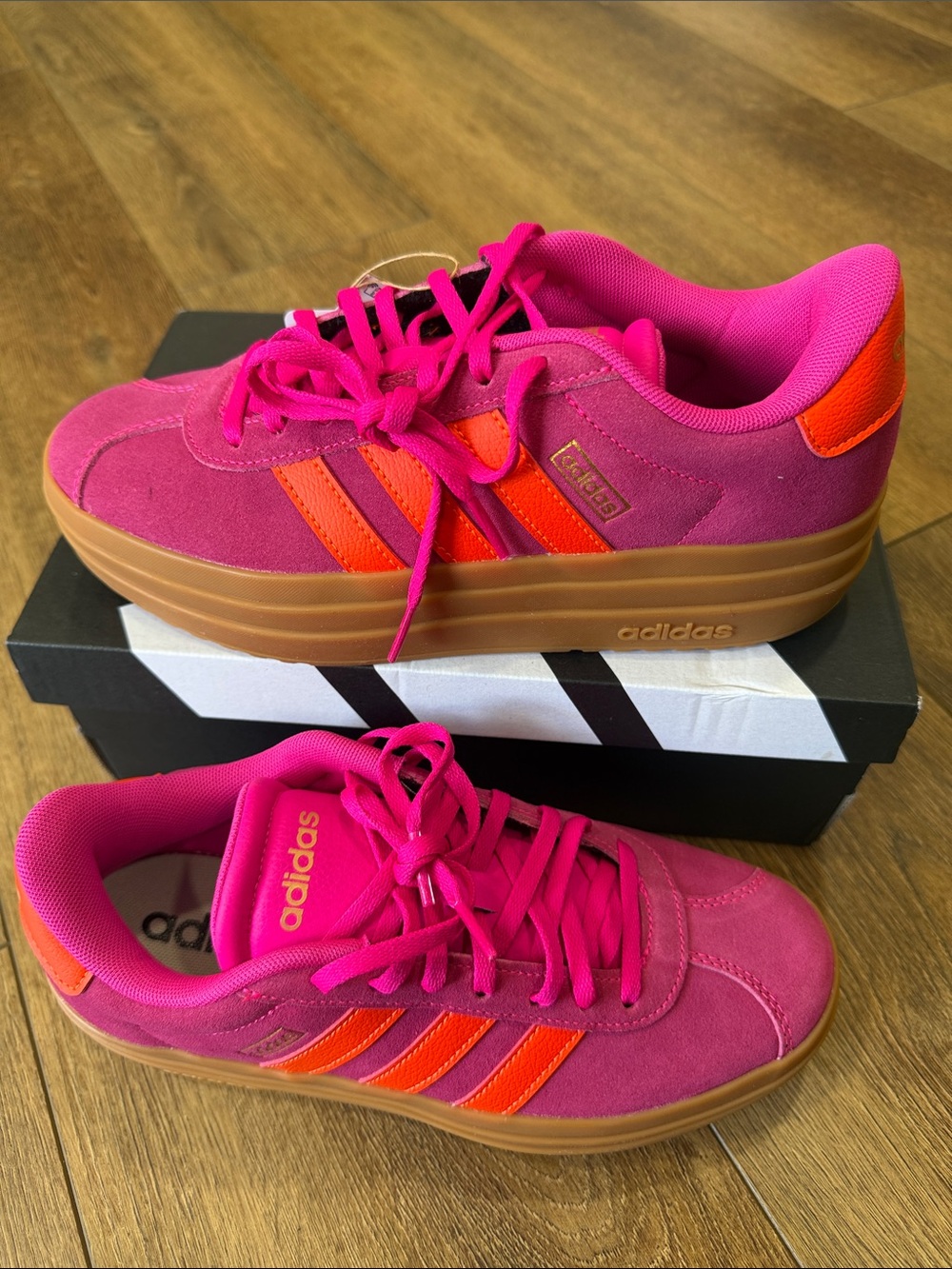 adidas Women’s Hot Pink and Orange Platform Sneakers. Size 6.5